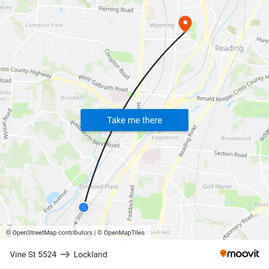 Vine St 5524 to Lockland map