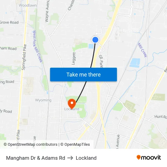 Mangham Dr & Adams Rd to Lockland map