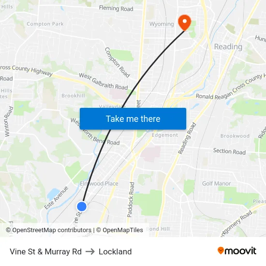 Vine St & Murray Rd to Lockland map
