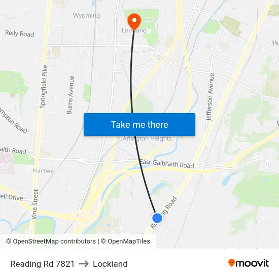 Reading Rd 7821 to Lockland map