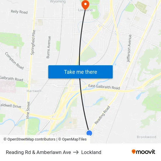 Reading Rd & Amberlawn Ave to Lockland map