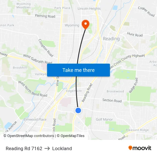 Reading Rd 7162 to Lockland map