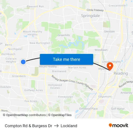 Compton Rd & Burgess Dr to Lockland map