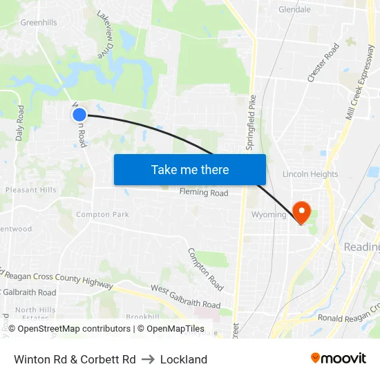 Winton Rd & Corbett Rd to Lockland map