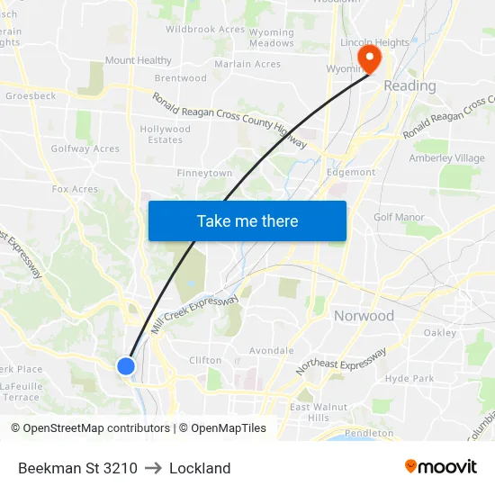 Beekman St 3210 to Lockland map