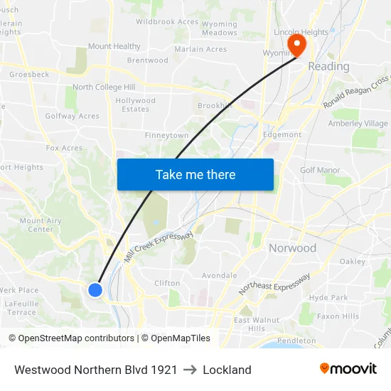 Westwood Northern Blvd 1921 to Lockland map
