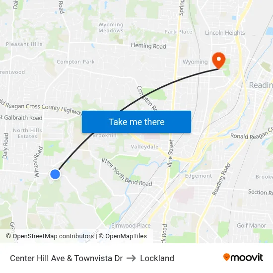 Center Hill Ave & Townvista Dr to Lockland map
