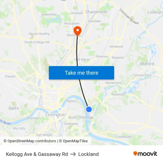 Kellogg Ave & Gassaway Rd to Lockland map