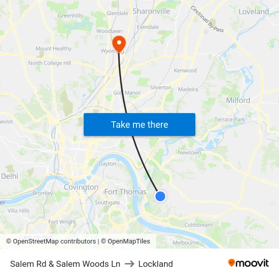Salem Rd & Salem Woods Ln to Lockland map
