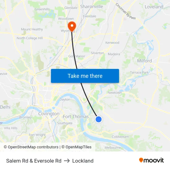 Salem Rd & Eversole Rd to Lockland map