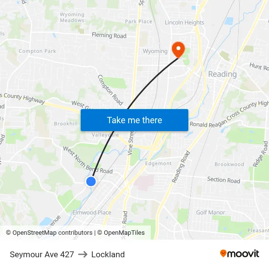 Seymour Ave 427 to Lockland map