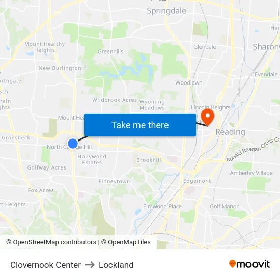 Clovernook Center to Lockland map