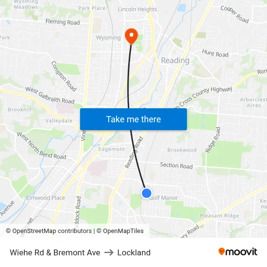 Wiehe Rd & Bremont Ave to Lockland map