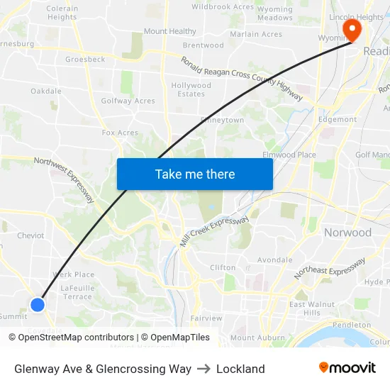 Glenway Ave & Glencrossing Way to Lockland map