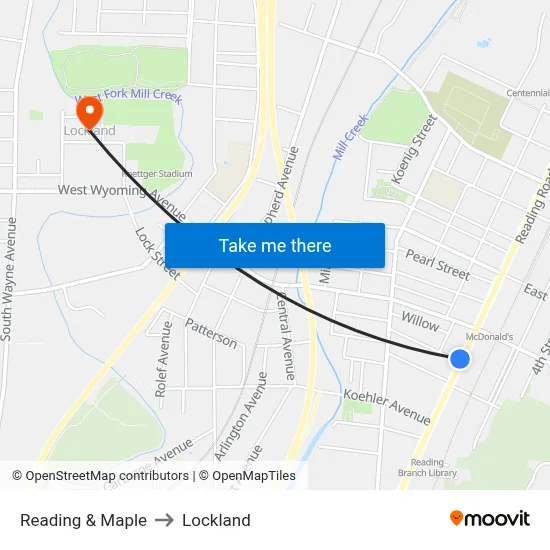 Reading & Maple to Lockland map