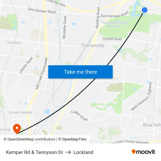 Kemper Rd & Tennyson Dr to Lockland map
