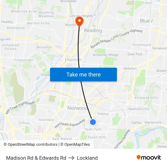 Madison Rd & Edwards Rd to Lockland map