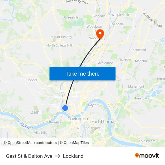 Gest St & Dalton Ave to Lockland map
