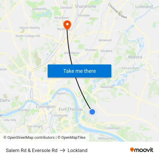 Salem Rd & Eversole Rd to Lockland map