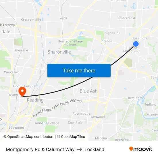 Montgomery Rd & Calumet Way to Lockland map