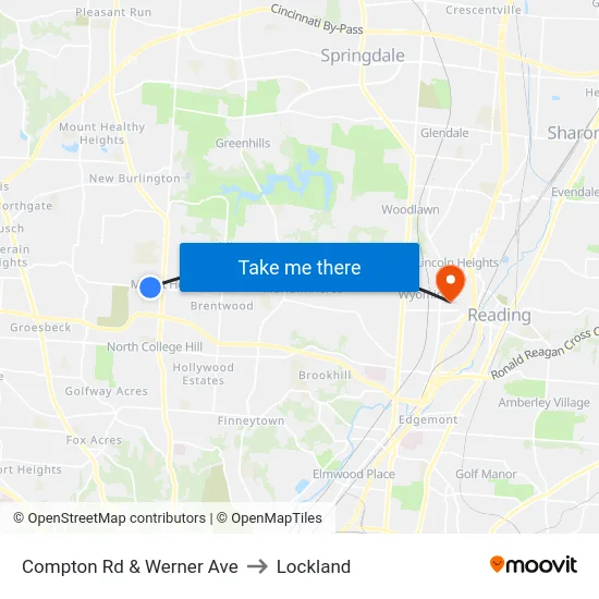 Compton Rd & Werner Ave to Lockland map