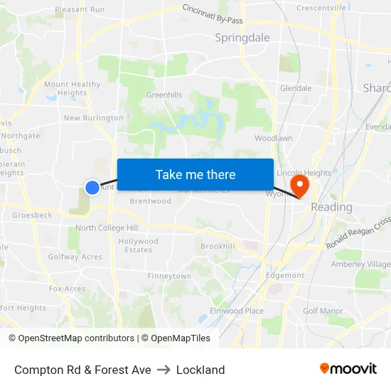Compton Rd & Forest Ave to Lockland map