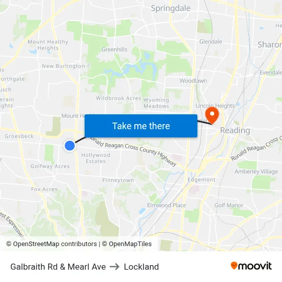 Galbraith Rd & Mearl Ave to Lockland map