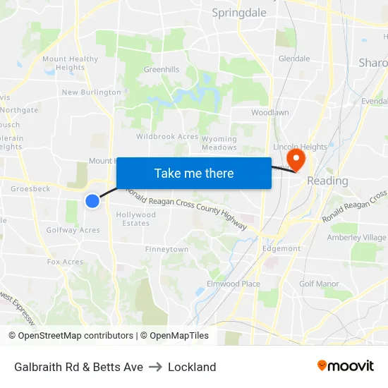 Galbraith Rd & Betts Ave to Lockland map