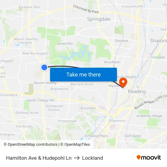Hamilton Ave & Hudepohl Ln to Lockland map