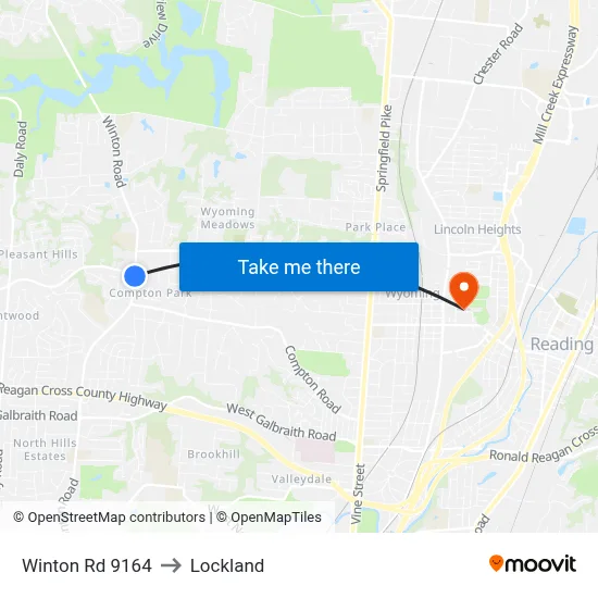 Winton Rd 9164 to Lockland map