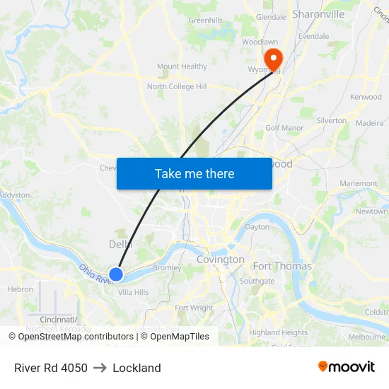 River Rd 4050 to Lockland map