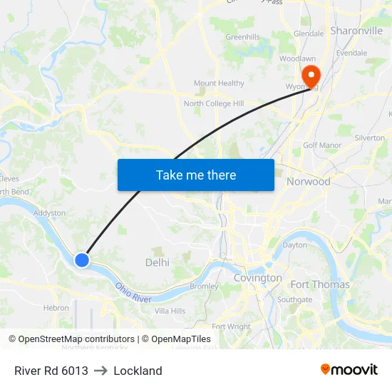 River Rd 6013 to Lockland map