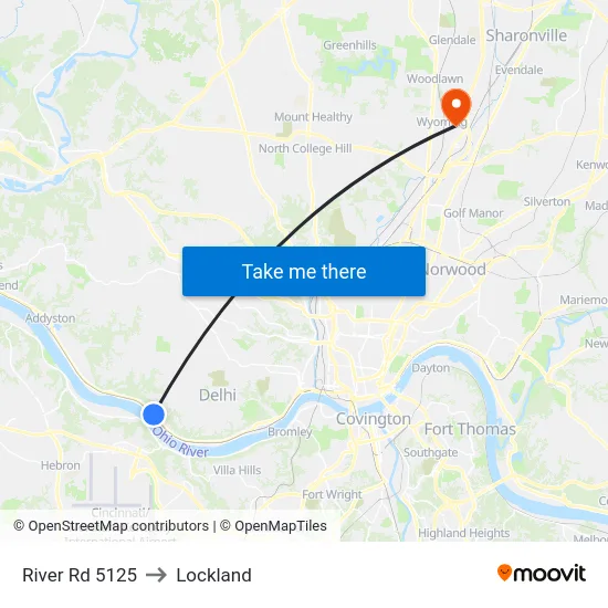 River Rd 5125 to Lockland map