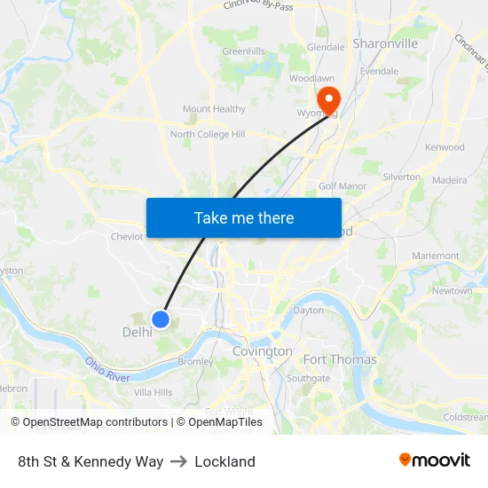 8th St & Kennedy Way to Lockland map