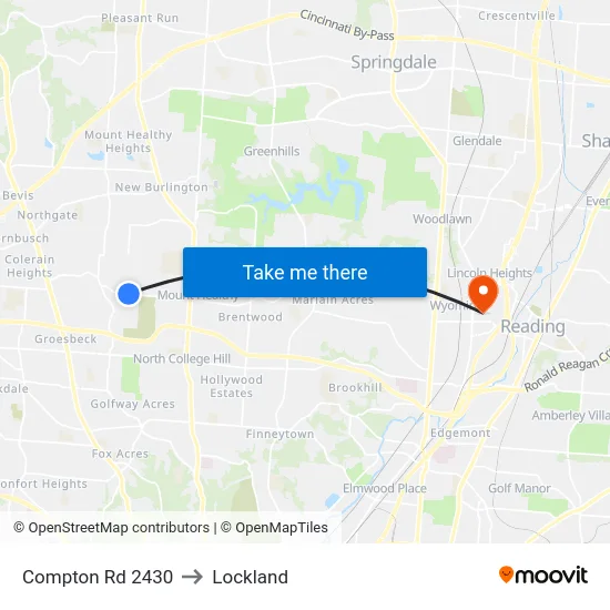 Compton Rd 2430 to Lockland map