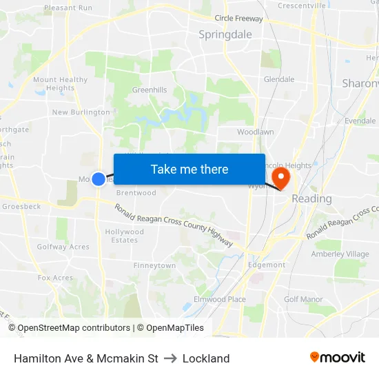 Hamilton Ave & Mcmakin St to Lockland map