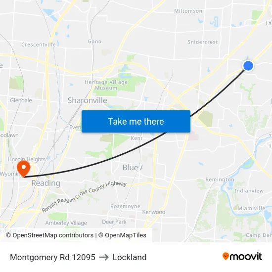 Montgomery Rd 12095 to Lockland map