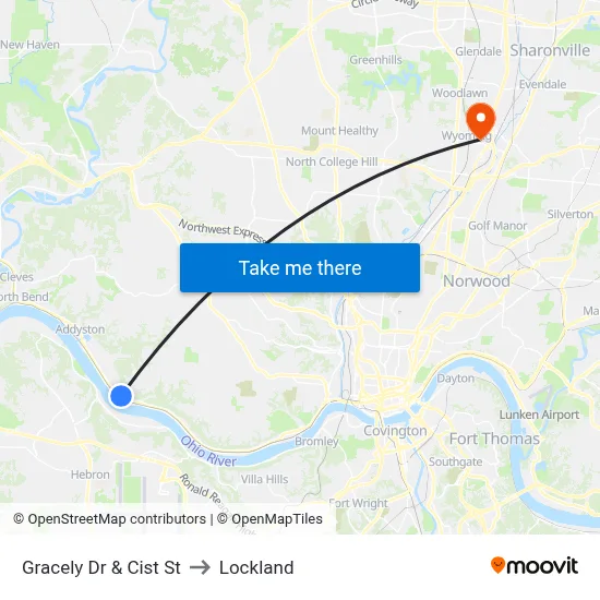 Gracely Dr & Cist St to Lockland map
