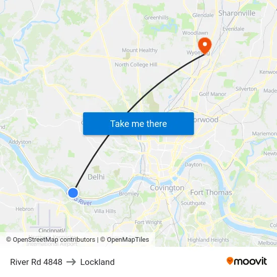 River Rd 4848 to Lockland map