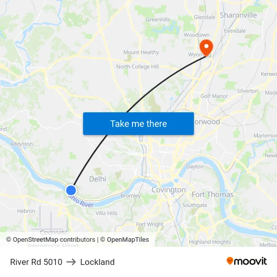 River Rd 5010 to Lockland map