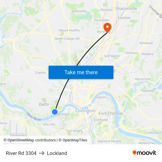 River Rd 3304 to Lockland map