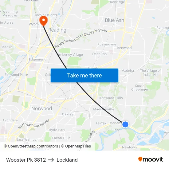 Wooster Pk 3812 to Lockland map