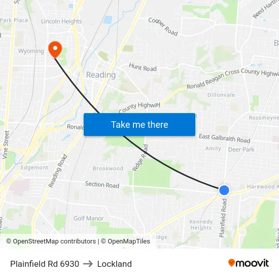 Plainfield Rd 6930 to Lockland map