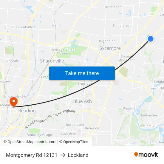 Montgomery Rd 12131 to Lockland map