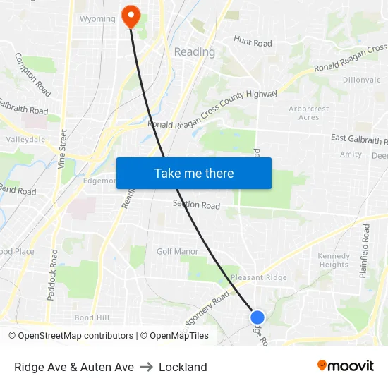Ridge Ave & Auten Ave to Lockland map