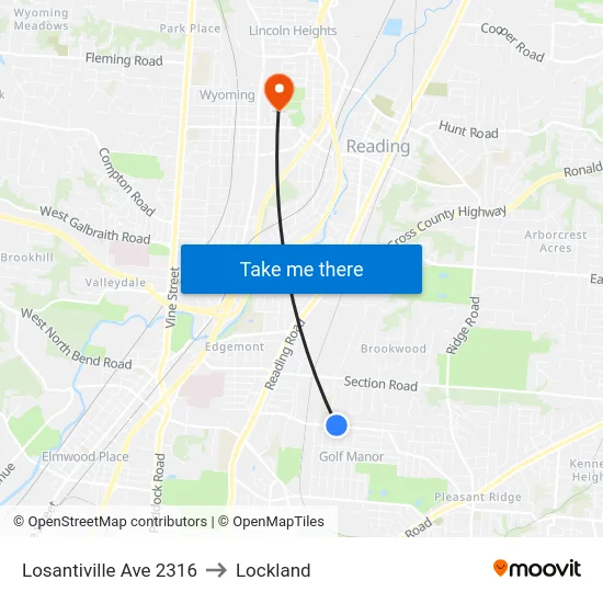 Losantiville Ave 2316 to Lockland map