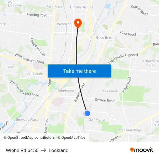 Wiehe Rd 6450 to Lockland map