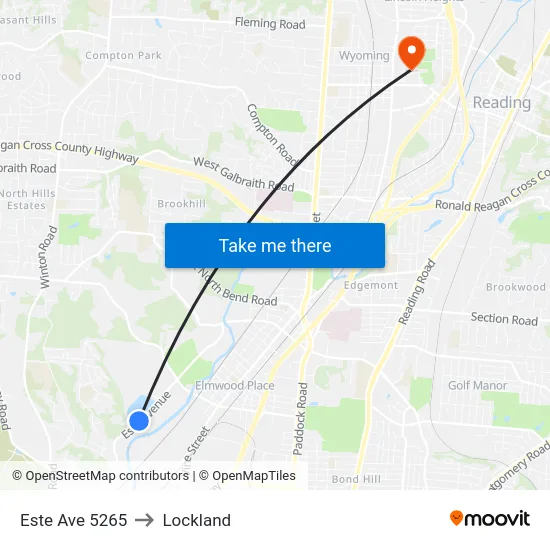 Este Ave 5265 to Lockland map