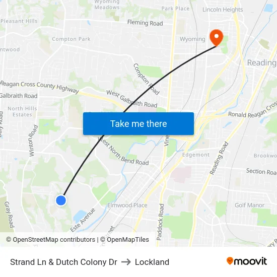 Strand Ln & Dutch Colony Dr to Lockland map