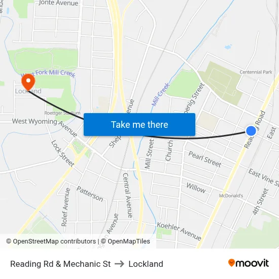 Reading Rd & Mechanic St to Lockland map